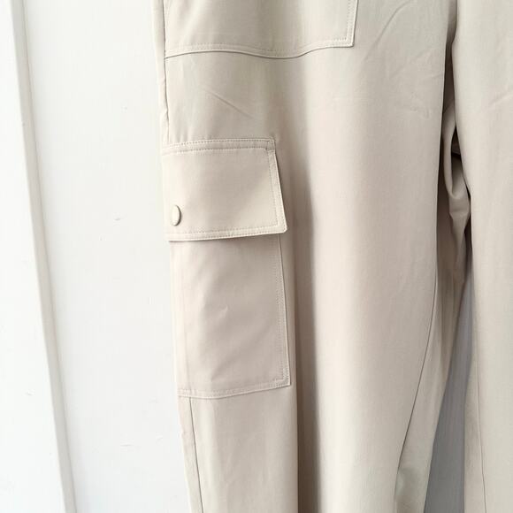 Lou & Grey Beige Wanderweave Cargo Style Straight Wide Leg Pants New Medium - Picture 6 of 11